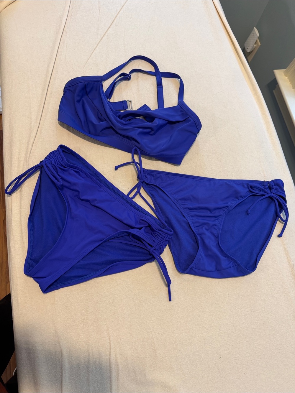 Athleta Violet/Deep Blue Women's Adjustable Bikini Set (one top, 2 bottoms)